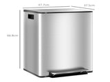 60L Dual Compartment Stainless Steel Bin, with Deodoriser Holders - Silver Tone T3398P343445