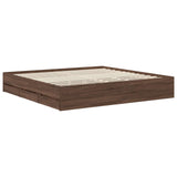 Bed Frame with Drawer Brown Oak 200 x 200 cm Engineer Wood 3410678