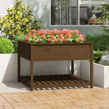 Planter with Shelf Honey Brown 111.5x111.5x81 cm Solid Wood Pine 823804
