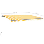 ZNTS Manual Retractable Awning with Posts 5x3.5 m Yellow and White 3070258