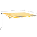 ZNTS Manual Retractable Awning with Posts 5x3.5 m Yellow and White 3070258