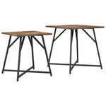 ZNTS Side Table Set - 2 Rustic Smoked Oak and Metal Tables 869728