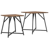 ZNTS Side Table Set - 2 Rustic Smoked Oak and Metal Tables 869728