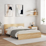 Bed Frame Sonoma oak Engineered wood Double Bed Frame 3207604