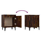 Bed Cabinets with Metal Legs Smoked Oak 40x30x50 cm 813117