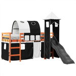 Kids' Loft Bed with Tower White&Black 80x200 cm Solid Wood Pine 3309152