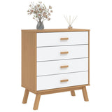 Drawer Cabinet OLDEN White and Brown Solid Wood Pine 358590