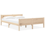 Bed Frame Natural Wood Solid Pinewood, Plywood Double 322098