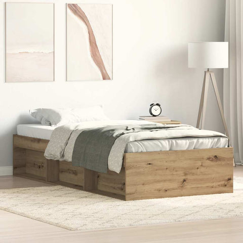 ZNTS Bed Frame without Mattress Artisan Oak 90x190 cm Single Engineered Wood 3328826