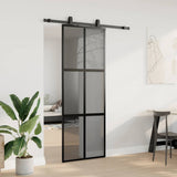 Sliding Door with Hardware Set Black 76x205 cm Tempered Glass 3375916