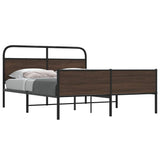 Metal Bed Frame without Mattress Brown Oak 150x200 cm King Size 3318708
