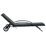 Sun Lounger with Cushion & Wheels Poly Rattan Anthracite 47749