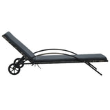 Sun Lounger with Cushion & Wheels Poly Rattan Anthracite 47749