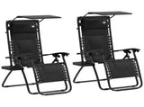 Zero Gravity Lounger Chair Set of 2, Folding Reclining Patio Chair with Shade Cover, Padded Seat, T3398P314688