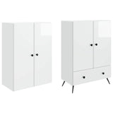 Cabinet Set 2 pcs High Gloss White Engineered Wood 3416857