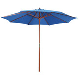 Garden Parasol with Wooden Pole 300x258 cm Blue 47125