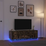 TV Cabinet with LED Lights Smoked Oak 160.5x41x50 cm 3328430