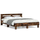 Bed Frame Smoked Oak Engineered Wood 140x190 cm Durable 3207438