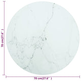 Table Top White 70x0.8 cm Tempered Glass with Marble Design 322249