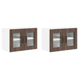 Wall Glass Cabinet LUCCA 2 pcs Brown Oak 60 x 31 x 40 cm 884980