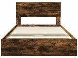 Storage Bed with Drawer Smoked Oak 90 x 200 cm Engineered Wood 3410837