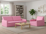 Sofa Set 2 pcs Pink Fabric 3433159