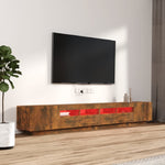 3 Piece TV Cabinet Set with LED Lights Smoked Oak Engineered Wood 3120173