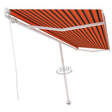 ZNTS Freestanding Manual Retractable Awning 500x300 cm Orange/Brown 3069580