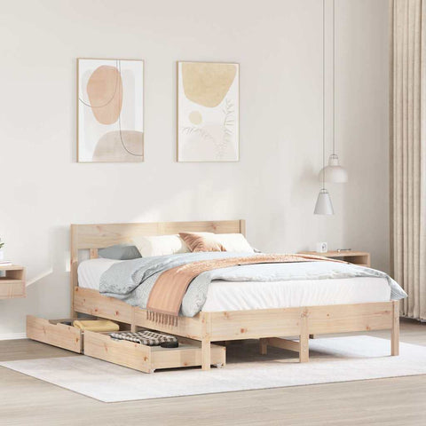 Bed Frame without Mattress 140x200 cm Solid Wood Pine 3301866