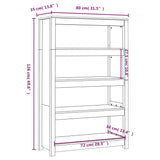 Book Cabinet Black 80x35x126 cm Solid Wood Pine 821688