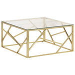 ZNTS Coffee Table Gold Stainless Steel and Tempered Glass 349946