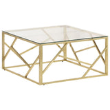 ZNTS Coffee Table Gold Stainless Steel and Tempered Glass 349946