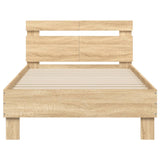 ZNTS Bed Frame with Headboard Sonoma Oak 100x200 cm Engineered wood 838528