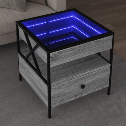 ZNTS Coffee Table with Infinity LED Grey Sonoma 50x50x51 cm 847715