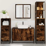 ZNTS 4 Piece Bathroom Furniture Set Smoked Oak Engineered Wood 3301252