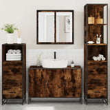 4 Piece Bathroom Furniture Set Smoked Oak Engineered Wood 3301252
