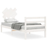 Bed Frame without Mattress White Single Solid Wood 3195252