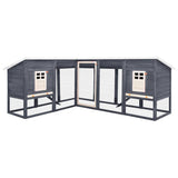 Outdoor Rabbit Hutch with Run Grey and White Solid Fir Wood 170873