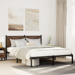 Metal Bed Frame without Mattress Brown Oak 140x200 cm 4007766