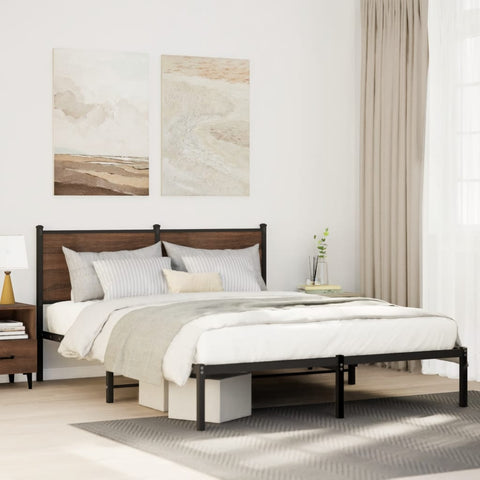 Metal Bed Frame without Mattress Brown Oak 140x200 cm 4007766