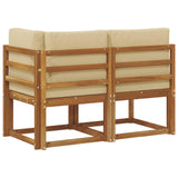 Outdoor Middle and Corner Sofa 2 Piece Natural and Beige 900472