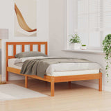 Bed Frame with Headboard Wax Brown 90 x 200 cm Solid Pine Wood 872250