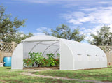 6 x 3 x 2 m Polytunnel Greenhouse, Walk in Polytunnel Tent with Metal Frame, Zippered Door and 8 T3398P317539