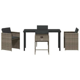 Garden Dining Set with Cushion 5 pcs Grey Poly Rattan 3379981
