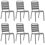 7 Piece Garden Dining Set Steel Dark Grey 3074477