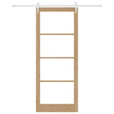 Sliding Door Natural 93 x 232 cm Solid Pine Wood and Glass 3332431