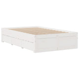 Bed Frame without Mattress with Drawers White 135x190 cm Double Solid Wood Pine 3308820