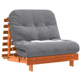 Futon Sofa Bed with Mattress Wax Brown 80x206x11 cm Solid Wood Pine 846758