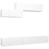 6 Piece TV Cabinet Set White Engineered Wood 3078730