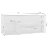 808747 Shoe Bench White 80x30x45 cm Engineered Wood